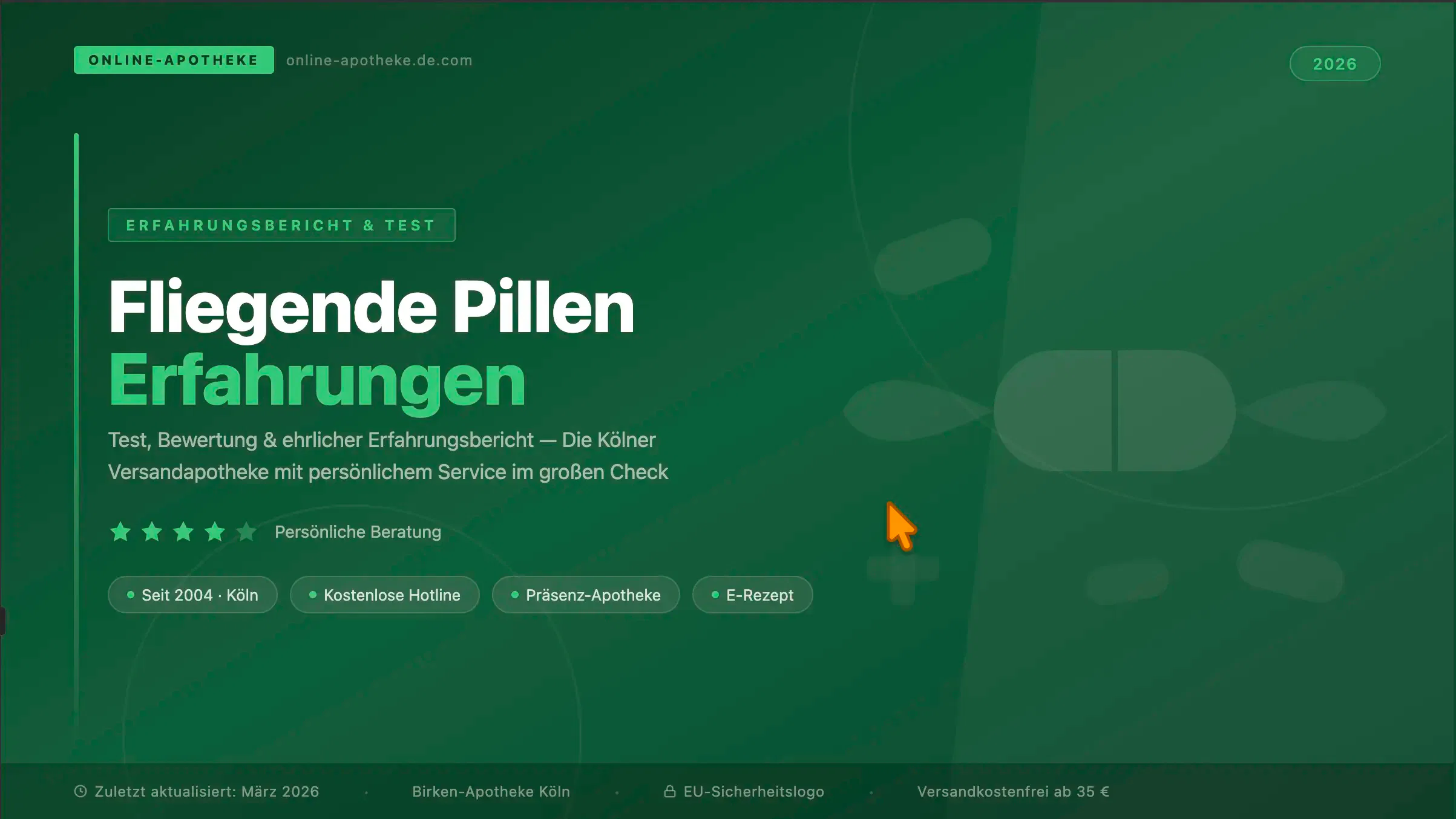 Fliegende Pillen Erfahrungen 2026 – Test der Versandapotheke aus Köln mit persönlicher Beratung
